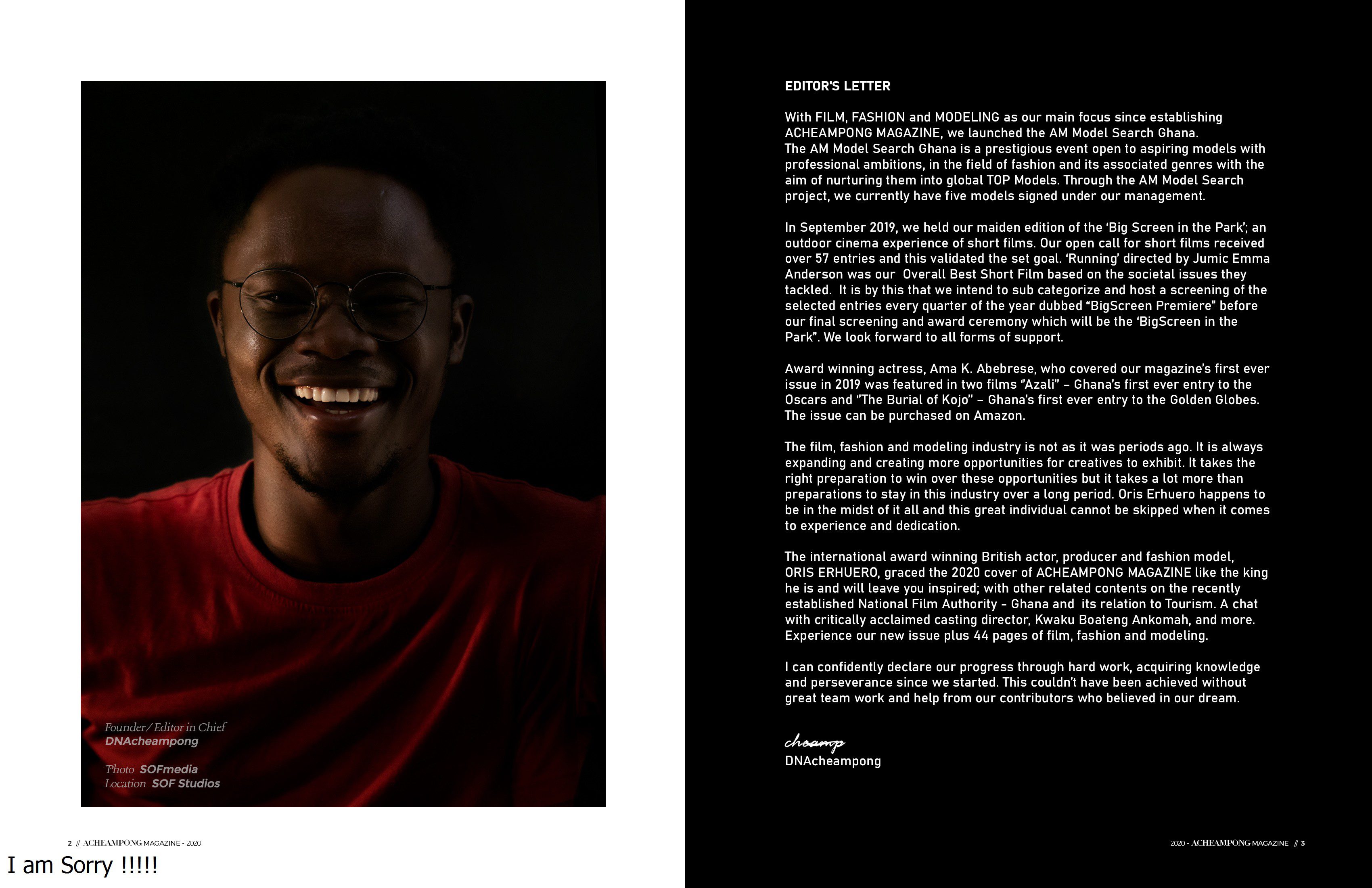 Hollywood Actor Oris Erhuero Stars The 2020 Front Page Of Acheampong Magazine